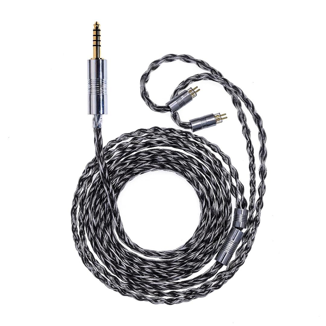 2 x Yongse White Zebra 0.78 2pin Earphone Upgraded Replacement Cable 7N Monocrystalline Copper Silver Plated IEM Monitors Headphone Audiophile Cables (4.4mm)