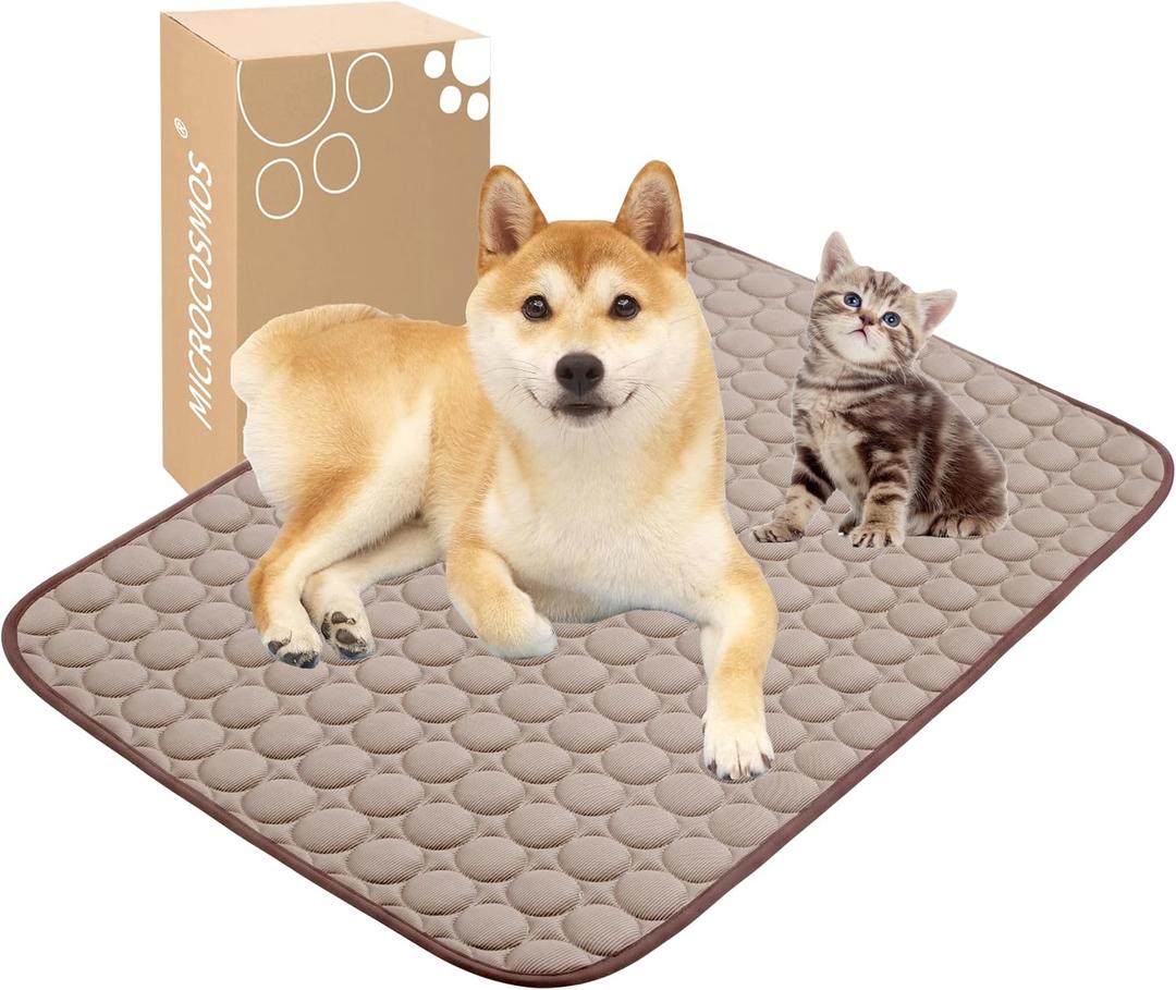 MICROCOSMOS Summer Cooling Mat & Sleeping Pad- Water Absorption Top, EZ Clean, Easy Carry, Materials Safe. Keep Cooling for Pets, Kids and Adults.(Brown, 28" x 22")