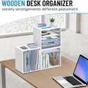 5-Tier Wood Desk Organizer, Paper Tray Organizer for Desk with Adjustable Storage Shelves, Desktop File Organization Paper Sorter Mail Holder for Office Home Classroom, White