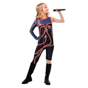 Anievoro Girls Sparkles Snake Costume Outfit Superstar Singer Concert Bodysuit Music Party Halloween Cosplay Jumpsuit for Little Kids 5-6 Years