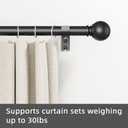 GXOACKJ Curtain Rods for windows 32-46 inch, 1 inch Diameter Decorative Matte Black Adjustable Heavy Duty Metal Curtain Rod set with Brackets