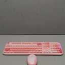 Wireless Keyboard and Mouse,MOFII 104 Round Keys Lovely Full-Size Cute Colorful Keyboard and Mouse with Retro Typewriter for PC/Mac/Laptop/Tablet/Computer/Windows Pink