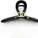 Shiny Black Large Hair Claw Clip with Gold Accent Shatterproof & Long-Lasting Trendy Womens Hair Styling Accessory