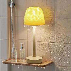 Funlenry Shower Lamp - Waterproof Bathroom Lamp with 16 Color Ocean Wave Projector, Rechargeable Shower Light with Touch & Remote Control, Cordless Light for Inside Shower/Bathtub