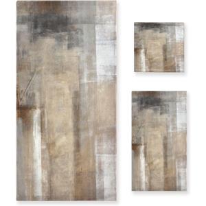 Taupe Grey Bath Towels Set,3 Piece Brown Beige Ombre Towels Set(1 Bath Towel 1 Hand Towel 1 Washcloth),Absorbent Soft Decorative Abstract Bathroom Towels for Shower,Fingertip,Hair,Face, Large