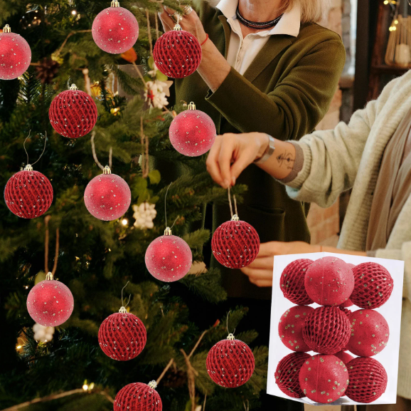 Shatterproof Christmas Ornaments Hanging Xmas Tree Decorations Set for Home Party Holiday Decor (Multi-Size, Dark Green)