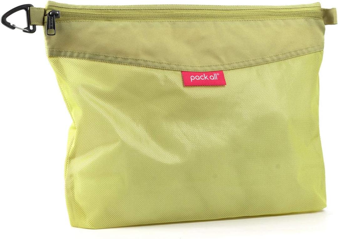 pack all Water-resistant Material Zipper Pouch, Mesh Zipper Bags for Storage, Travel, Office (Green, Large)