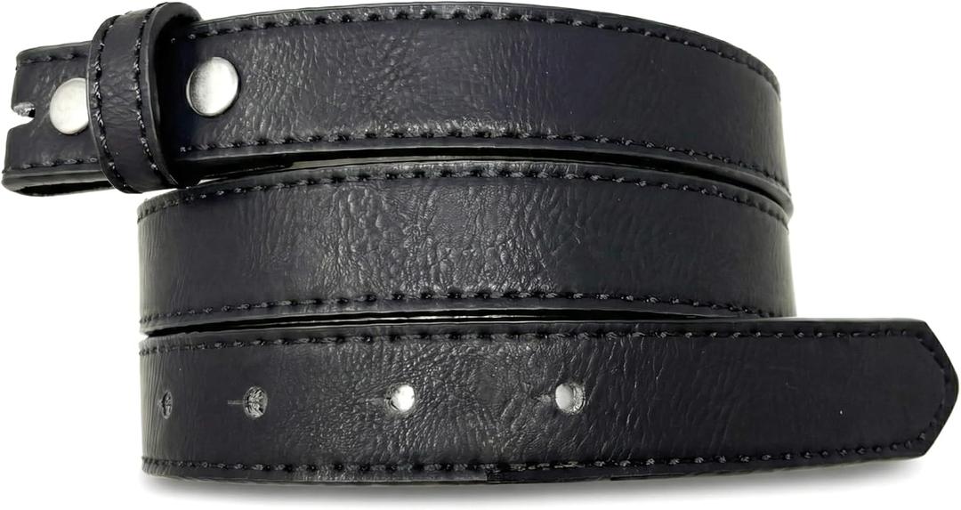 BC Belts Women's Thin Leather Belt Strap with Vintage Distressed Texture 1" Wide with Snaps (Medium (30-32), Black)