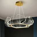 19" Modern LED Gold Chandelier, Modern Lotus Leaf LED Chandelier