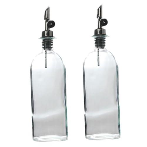 COLLBATH 2Pcs Glass Oil Dispenser Oil Bottle for Kitchen Condiments Vinegar Storage Jar for Soy Sauce and Salad Dressings