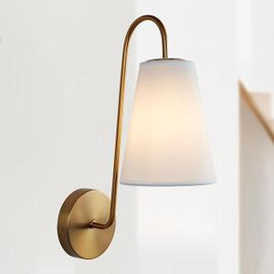 Elegant Design Minimalist Sconce with Linen Shade - Damp Rated in Brass Or Plated Steel, Minimalist Sconce, Damp Rated, Wall Lights, 6" W x 9" D x 16.5" H