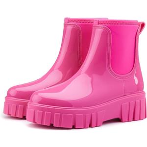 Gets Womens Rain Boots, Waterproof Platform Rubber Chelsea Rainboots, Comfortable Short Shoes Ankle Garden Boots for Outdoor Work, Size 39