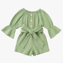 YOUNGER TREE Kids Toddler Baby Girls Summer Outfit Off-Shoulder Sunflower Overall Romper Jumpsuit Short Trousers Clothes 110