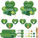 Motipuns 30 Pcs St Patrick Day Shamrock Craft Kit Color Your Own Shamrock Hanging Ornaments Saint Patty's Day Party Gift for Spring Sunday School Activity Supplies Irish Christian Home Wall Decor