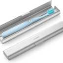 Aluminum Toothbrush Travel Case, Portable Travel Toothbrush Holder, Durable Manual Toothbrush Box Container for Traveling, Bathroom, Camping, Business Trip-1Pack Silver