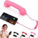 Retro Phone Handset, 2026 New Retro Style Type-C Phone Handset, Type-C Retro Telephone Wired Handsets Style Landline Handle Receiver for Cell Mobile Video Conferences, Calls, Meetings (Pink)