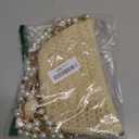 Women Pearl Straw Clutch Purse Woven Summer Beach Evening Bag Wedding Party Straw Shoulder Handbag (Beige)