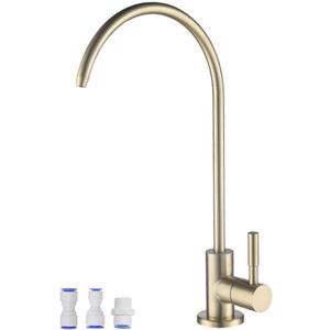 Drinking Water Faucet, Kitchen Beverage Faucet in 304 Stainless Steel, Non-Air-Gap Pure Water Filter Faucet for Sink, Fit for Reverse Osmosis Water Purify System (Brushed Gold)