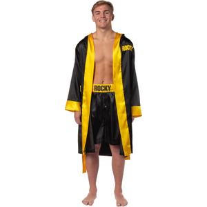 INTIMO Rocky Balboa Men's Film Movie Satin Robe and Short Set (Black, L)