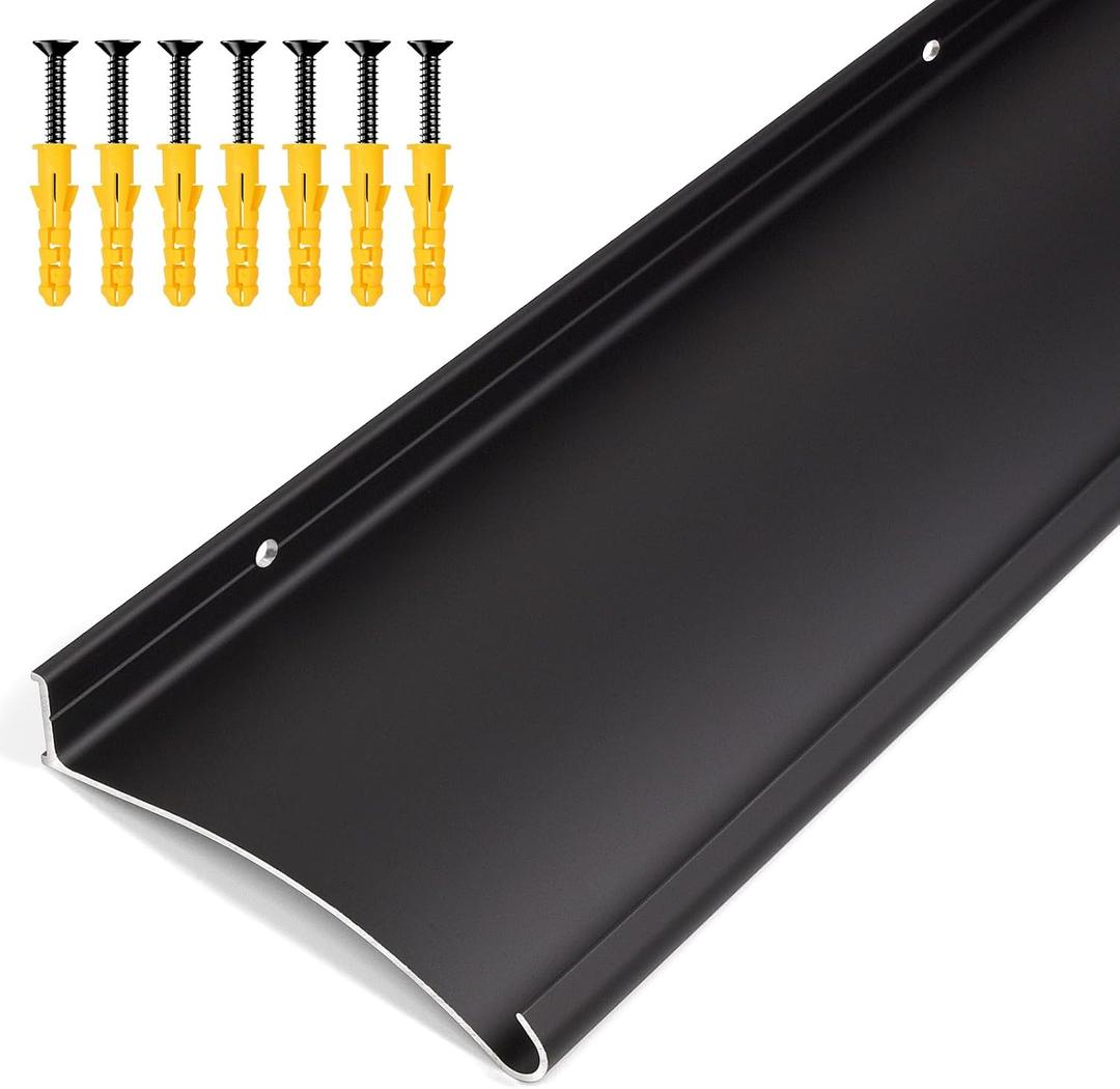 4" Extra-Wide Door Rain Drip Guard, 52" L Heavy Duty Aluminum Thickened Window Door Rain Deflector, Door Drip Cap, 0.8" Height Overhead Drip Edge (Black)
