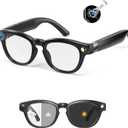 ROZEUS Al Smart Glasses with 4K HD Camera  Video Recording Glasses with Audio, Bluetooth Sunglasses with Camera forMen, RealTime Translation, HandsFree Music&Calls, Outdoor Sports Travel (Black)