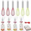 12 Sets Christmas Whisk Supplies Gifts Sets Includes Colorful Stainless Steel Whisk Greeting Cards Plastic Bags Ribbons for Neighbor Chef Cooking Supplies Xmas Stocking Stuffers (10 Inch)