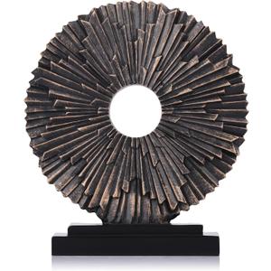 Gold Home Decor Sculpture, Above Kitchen Cabinet Decor Aesthetic, Living Room Decor Round Statue Medallion, Center Pieces Decoration for Table - Ideal Coffee Table Blue Bedroom, Office Desktop Decor