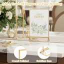 EHWINE 14 Pack 46 Clear Acrylic Sign Holder with Gold Borders and Vertical Stand, Double Sided Table Menu Holders Picture Frames for Wedding Table Numbers, Restaurant Signs, Photos and Art Display