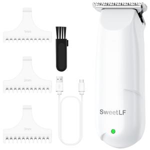 SweetLF Hair Clippers, Silent Cordless Hair Trimmer, Mini Hair Cutting Kit with 3 Guide Combs, USB Rechargeable, Portable, White