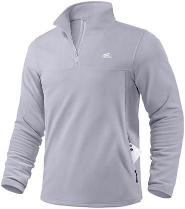 G Gradual Men's Quarter Zip Pullover with Zipper Pocket Fleece Lined Warm Sweater Golf Hiking Outdoor Lightweight Sweatshirt, XL