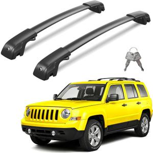 Wonderdriver 300lbs Lockable Roof Rack Cross Bars Compatible with Jeep Patriot 2007-2017,Heavy Duty Aluminum Roof Rails Crossbars Cargo Canoe Black Rooftop Cargo.
