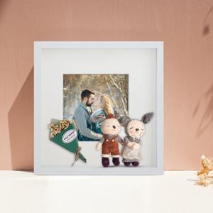 Shadow Box Frame, 9x9 3D Picture Frame with Cream-Colored Mat for 5x5 Photos, Shadowbox Display Cases with Real Transparent Glass - White/ 1.2 Inch Depth, 1 Pack