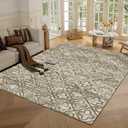 Washable Area Rugs, 3' x 5 ' - 1/6 Thick - Stain & Water Resistant Non-Slip - Perfect Resistant Rug for Living Room, Bedroom, Nursery, Pet & Child Friendly, Vibrant Colors Rugs, Brown