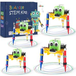 Bulk STEM Craft Kits for Kids 8-12: 4-Pack Doodling Robot Building Kits, Classroom Activities & Science Experiments, Educational Robotics DIY Project for Boys Girls, STEM Toys for School Clubs