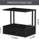 Printer Stand with Storage for Desk, with Fabric Drawer Desktop Printer Stand Shelf Organzier for Home Office, for Above and Under Desk Printer Table, Fax Machine Copier Scanner, Black
