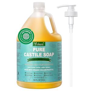 Castile Soap Liquid EWG Verified(1 Gallon, Unscented) Pure-Castile Liquid Soap for Body, Face, Hand, Pets, Laundry, Dish Soap and More - Made With Organic Oil, Vegan, Clean & Gentle, Versatile (2 Pack)