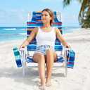 Beach Chair, Beach Chairs for Adults,Outdoor Folding Beach Chairs for Adults, Supports up to 350lbs with 5 Positions, Towel bar, Cooler Pouch, Storage Pouch.