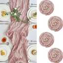 IVAPUPU 4 Pcs Cheesecloth Table Runner - 10ft Dusty Pink Spring Boho Gauze Cheese Cloth Table Runners for Baby Shower Decorations Wedding Party Summer Garden Farmhouse Decor