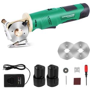 MXBAOHENG Electric Rotary Cutter Cordless Electronic Scissors Rechargeable Cardboard Cutter with Safety Lock, for Cutting Fabric/Paper/Carpet/Leather (2 Batteries)