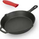 Cast Iron Skillet, 10.25 Inch Pre-Seasoned Frying Pan with Silicone Hot Handle Holder - Versatile for Oven, All Stovetop, Grill, Campfire - Searing, Sauting, Broiling, Frying