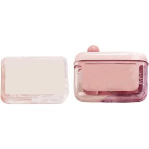 Pop-Up Portable Floss Pick Dispenser with 50 Floss Picks - Dental Floss Storage Box, Refillable, for Travel and Home Use (Pink)