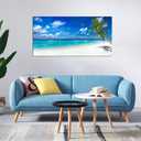 XXMWallArt FC2450 Seascape Wall Art Tropical Paradise Beach With White Sand and Coco Palms Canvas Wall Art Summer Beach Nature Pictures for Living Room Bedroom Home and Office Decor, 40"L x 20"W