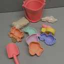 MarcZero 11Pcs Silicone Beach Toys,Modern Baby Beach Toys,Travel Friendly Beach Set,Eco Friendly Toy,Silicone Bucket, Shovel, 8 Sand Molds, Beach Bag,Silicone Sand Toys for Toddlers, Kids (Peach Pink)