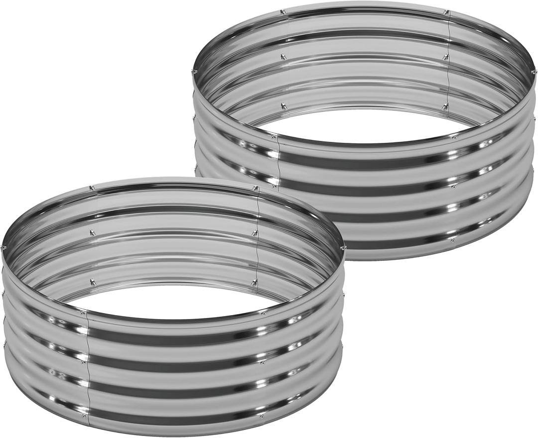 DIIYIV 2Pack 4x4x1ft Galvanized Raised Garden Bed, Planter Raised Garden Beds Outdoor, Round Clearance Raised Garden Beds for Gardening Vegetables
