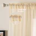 MIULEE 2 Panels Solid Color Sheer Window Curtains Elegant Window Voile Panels/Drapes/Treatment for Bedroom Living Room (54 X 90 Inches Cream Beige)