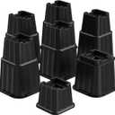 MYMULIKE Bed Risers 8 Inch, Elevation in Height 3, 5, 8 inch, Stackable Bed Frame Risers, Heavy Duty Support Up to 8000 lbs Furniture Risers 12 Pack for Table, Couch, Desk, Chair