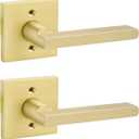 goldenwarm Brushed Gold Dummy Door Handle  Non-Turning Decorative Interior Lever for Pantry, French Doors & Closets (2 Pieces) (1 Pack)