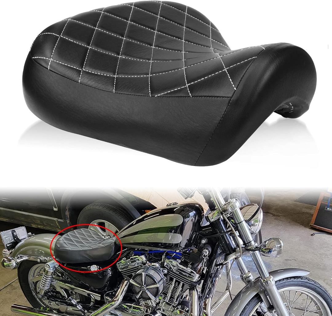 Sportster Driver Seat, PSLER Motorcycle Front Rider Driver Solo Seat Cushion for Sportster 883 1200 72 48 1983-2003, Diamond (Black)