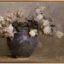 InSimSea Golden Framed Vintage Canvas Wall Art Roses Flower Floral Painting Prints Still Life 16x24in, Moody Rustic Canvas Gallery Print, Neutral Colors Romantic Farmhouse Home Botanical Wall Decor