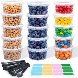 ASEVAT 15 oz 15 Pack Plastic Drink Buckets with Lids, Clear Plastic Cup with Lid, Ice Buckets for Parties, Reusable Food Grade Containers with Lids, Deli Container for Sauce, Soup